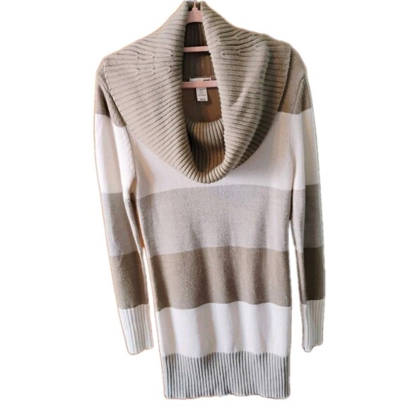 H&M‎ Women's Small Ivory/Beige/Gray Cowl Neck Sweater Dress - Picture 1 of 5